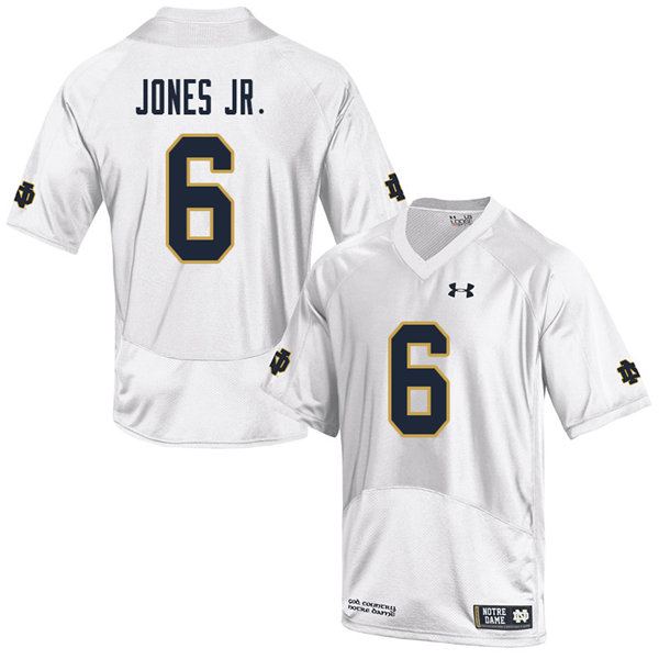 Men's NCAA Notre Dame Fighting Irish #6 Tony Jones Jr. Stitched College Under Armour Authentic White Big & Tall Football Jersey AU10D16TA